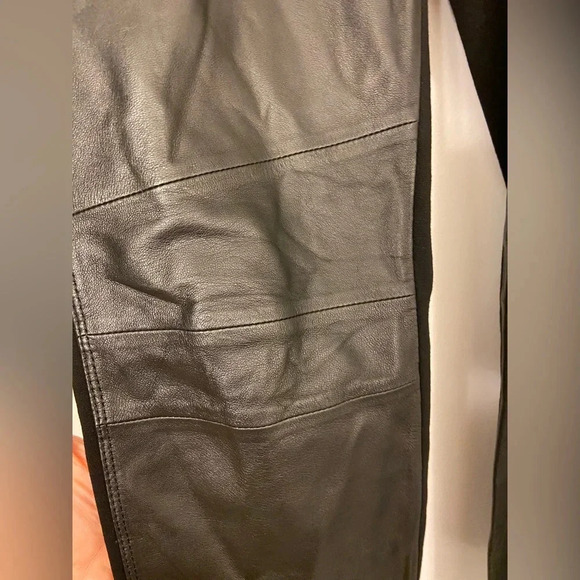Lafayette 148 New York Leather Panel Pant Black Size Small - Picture 3 of 8